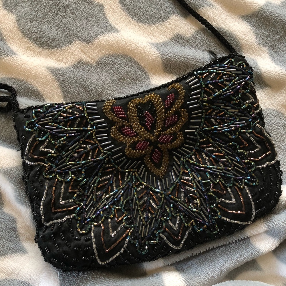 Black beaded purse